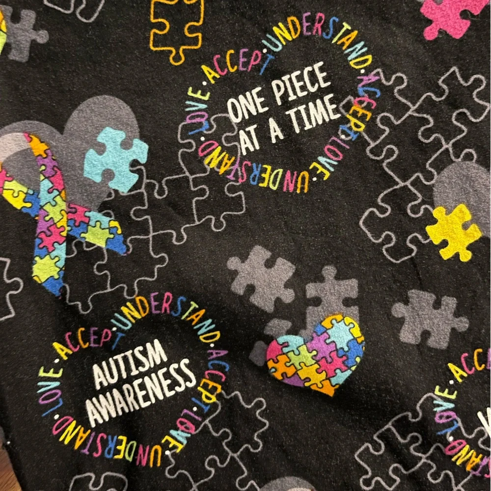 Cherokee Autism Awareness Puzzle Print scrub Top - Picture 4 of 6
